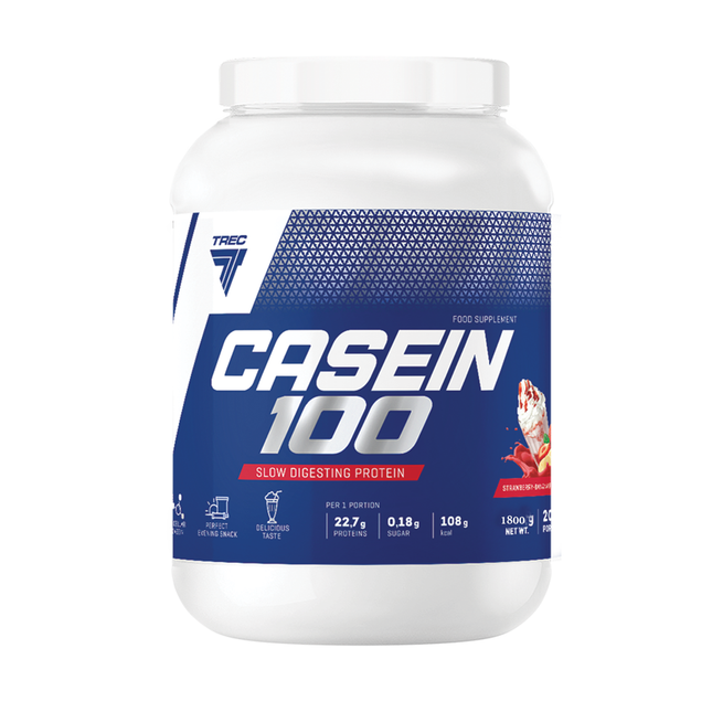 Hitaasti imeytyvä kaseiiniproteiini TREC CASEIN 100 MANSIKKA 1800g
