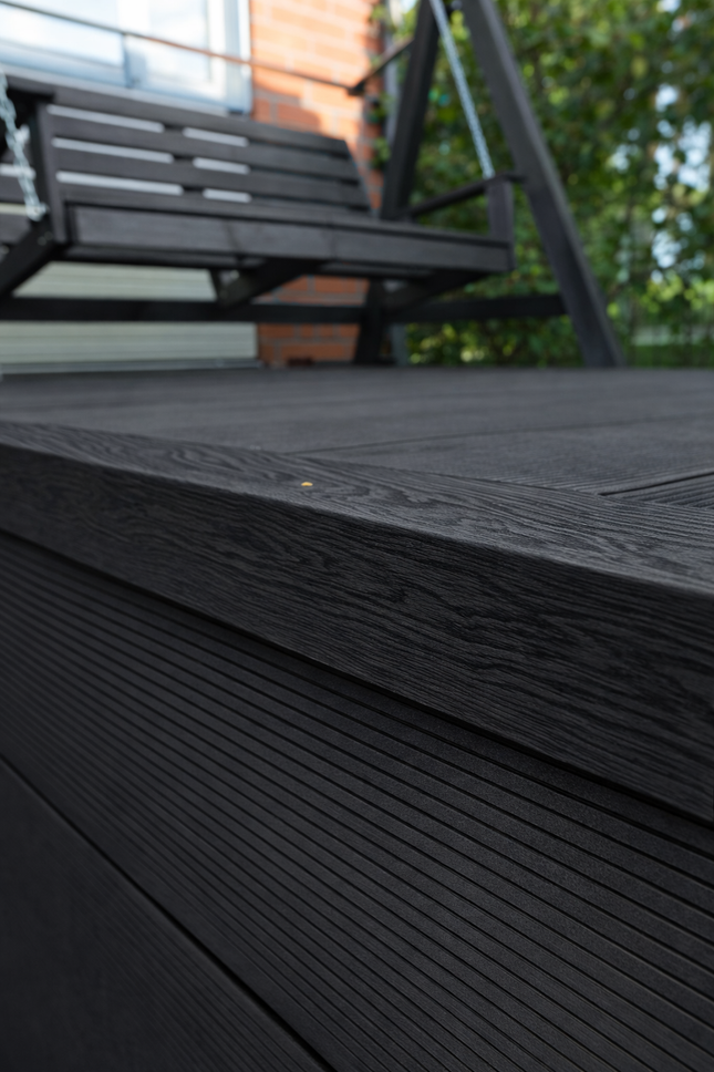 WPC L-reunalista – viimeistele terassin reunat Musta