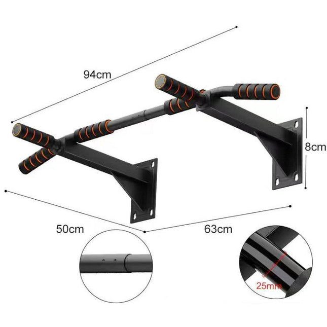 Seinään Kiinnitettävä Leuanvetotanko – Heavy Duty Teräs | Dippi- ja Vatsatreeni Kotona