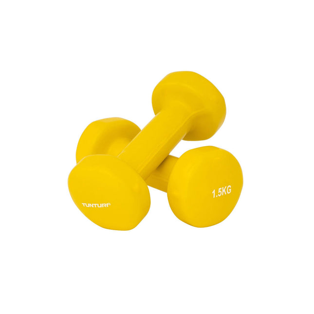 Käsipainot TUNTURI Vinyylikäsipainot 1,5kg, keltainen