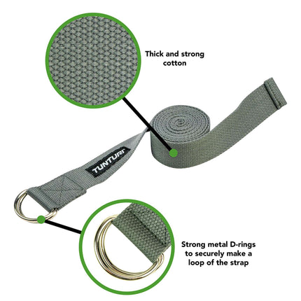 Joogahihna TUNTURI Yoga Straps, 200cm, harmaa