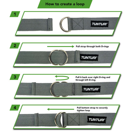 Joogahihna TUNTURI Yoga Straps, 200cm, harmaa