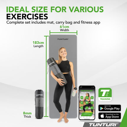 Joogamatto Tunturi Yogamat 8mm, harmaa
