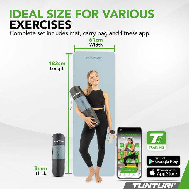 Joogamatto Tunturi Yogamat 8mm, vaaleansininen