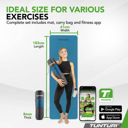 Joogamatto Tunturi Yogamat 8mm, Petrol Blue