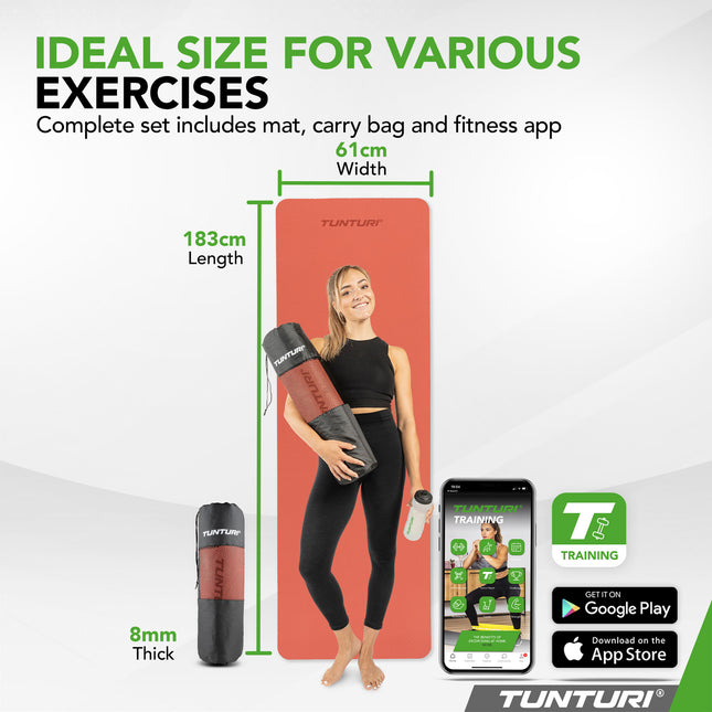 Joogamatto Tunturi Yogamat 8mm, Rose Gold