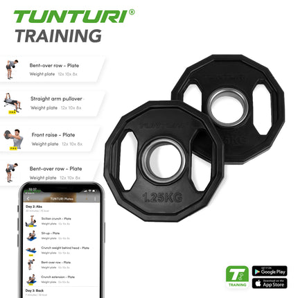 Painolevyt TUNTURI Olympic Kumilevyt, 50 mm, 1,25 kg