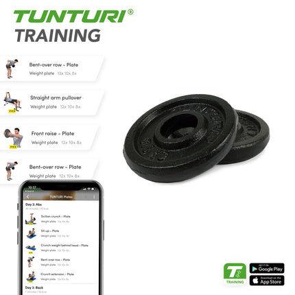 Painolevyt TUNTURI Lautaset Musta, 30 mm, 0,5kg (pari)