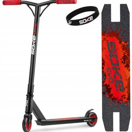 Temppuskootteri SOKE EVO, musta-punainen