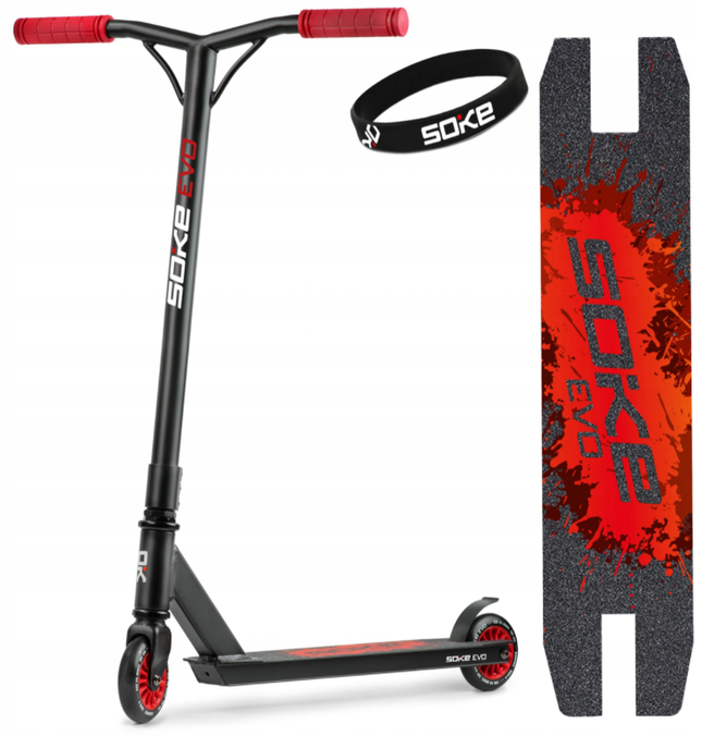 Temppuskootteri SOKE EVO, musta-punainen