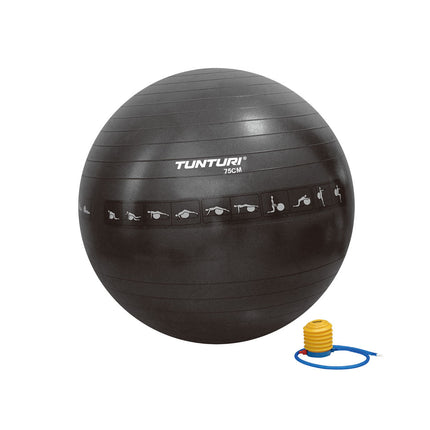 Voimistelupallo TUNTURI Gymball 75cm räjähdyssuojattu, musta