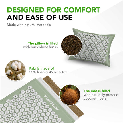 Akupunktiomatto ja -tyyny TUNTURI PRO Akupunktiomatto ja -tyyny, Minttu