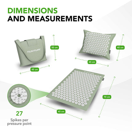 Akupunktiomatto ja -tyyny TUNTURI PRO Akupunktiomatto ja -tyyny, Minttu