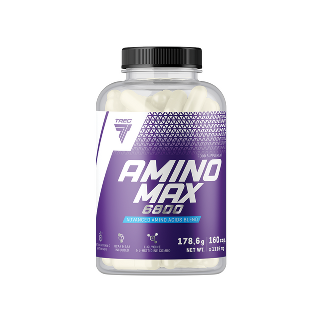 Erittäin puhtaat aminohappokapselit TREC AMINO MAX 6800, 160 kapselia