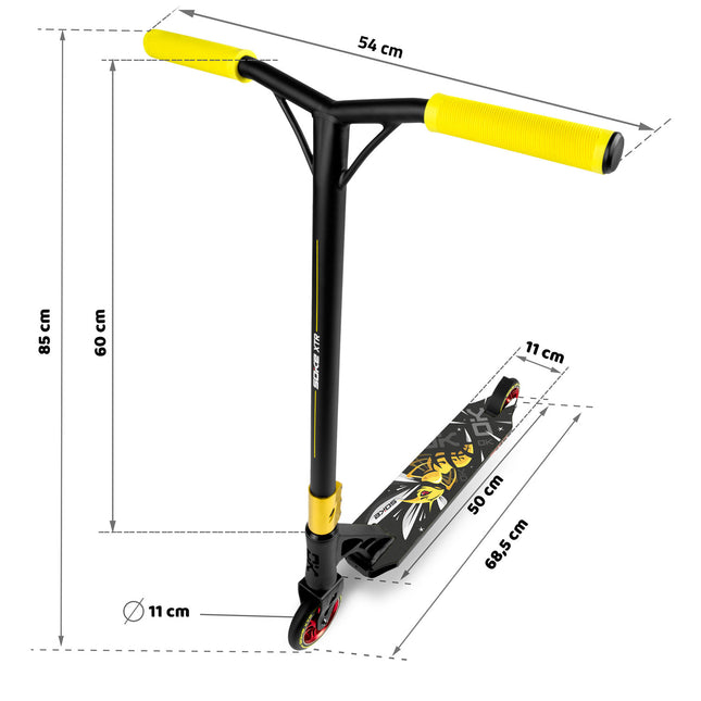 Stunttiskootteri SOKE XTR, musta-keltainen