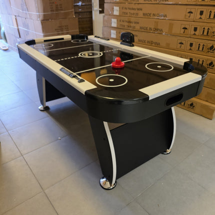 Premium Ilmakiekkopöytä black edition - sähköinen pistelaskija & tehokas puhallin