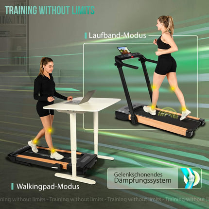 Juoksumatto CHRISTOPEIT 2in1, musta-puuta