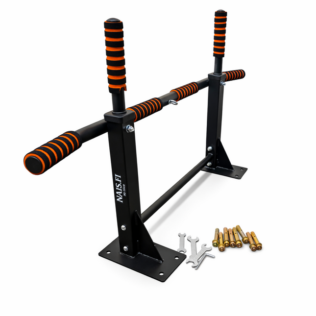 Seinään kiinnitettävä leuanvetotanko – dippi ja vatsatreeni kotona