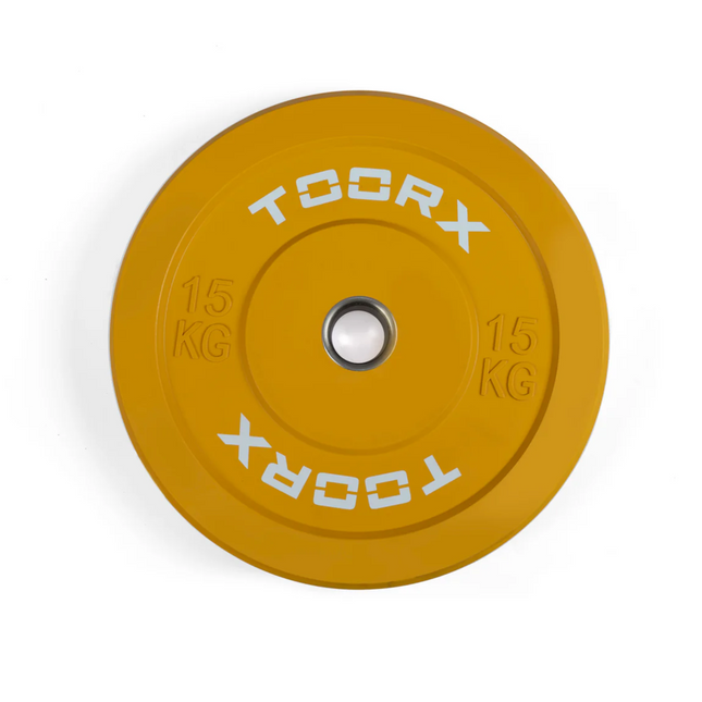 TOORX Bumper Plate Challenge -painolevy, keltainen, 50 mm, 15 kg