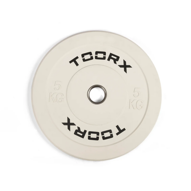TOORX Bumper Plate Challenge -painolevy, valkoinen, 50 mm, 5 kg