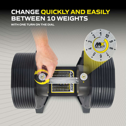 Säädettävä käsipaino TUNTURI MX Select MX85 käsipaino 5,6-38,6 kg, uritettu