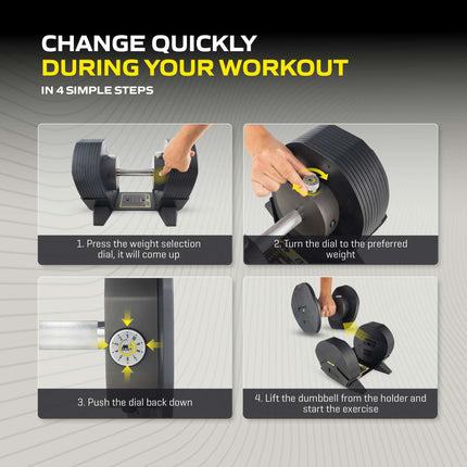 Säädettävä käsipaino TUNTURI MX Select MX85 käsipaino 5,6-38,6 kg, uritettu