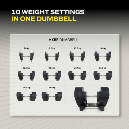 Säädettävä käsipaino TUNTURI MX Select MX85 käsipaino 5,6-38,6 kg, uritettu