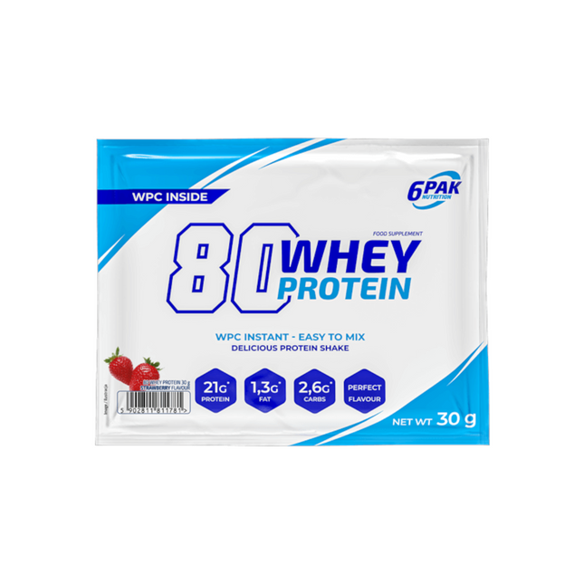 Valgupulber 6PAK 80 heraproteiinia 30g mansikka