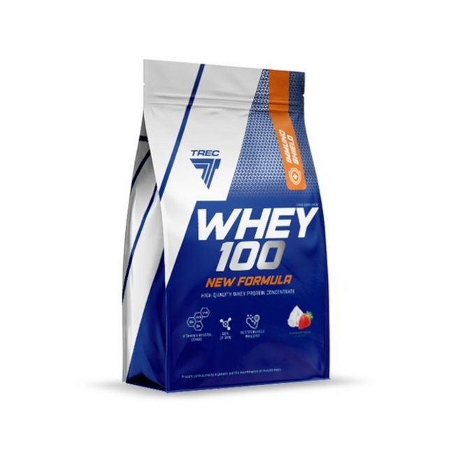 Valgupulber TREC Whey 100 New Formula 700g, Kermainen-Mansikka