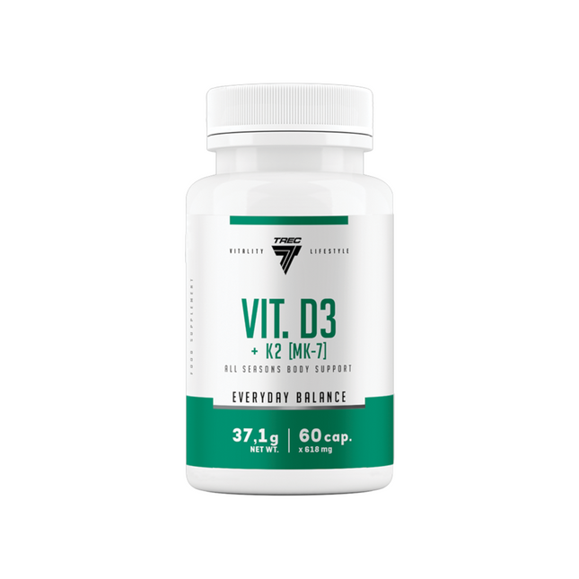 Vitamiinikapselit TREC VIT. D3+K2 (MK-7), 60 kapselia