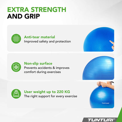 Voimistelupallo TUNTURI Gymball 75 cm, Anti-Burst, Sininen