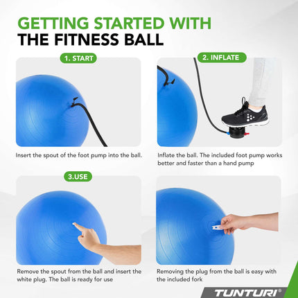 Voimistelupallo TUNTURI Gymball 75 cm, Anti-Burst, Sininen